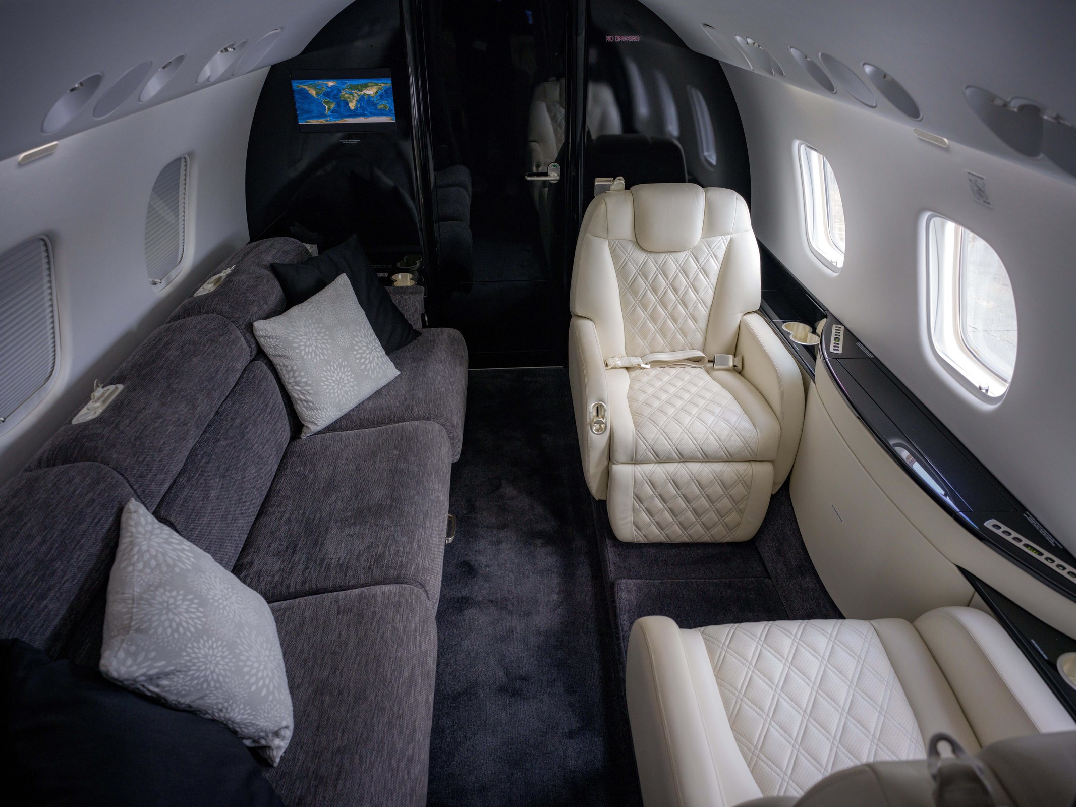 The lounge area inside the Legacy 600